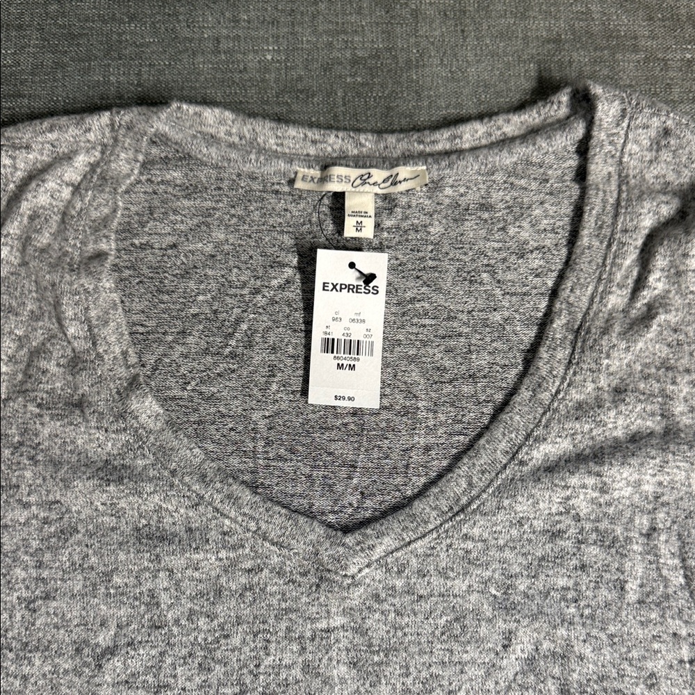Express Heather Gray V-Neck Top